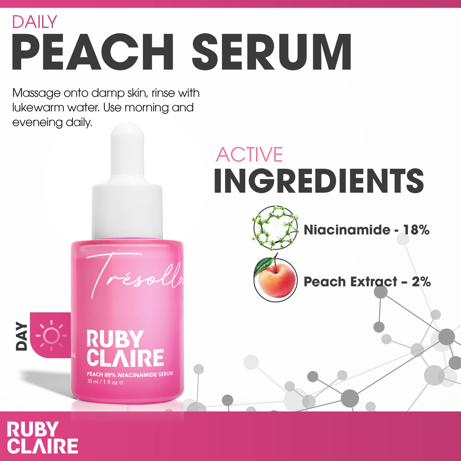 Peach 88% Niacinamide Serum – Brightening & Oil Control Serum for Even Skin Tone – 30ml
