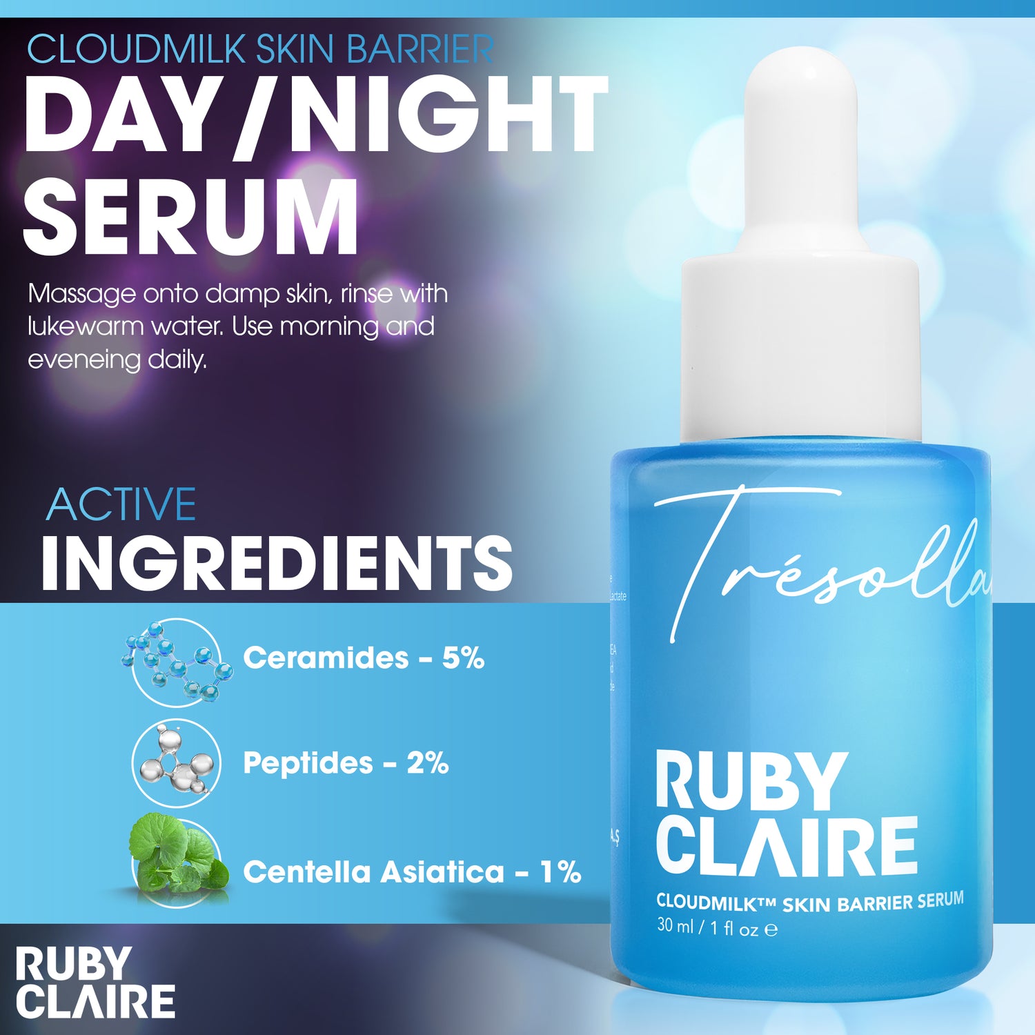 CloudMilk™ Skin Barrier Serum – Ceramide & Hyaluronic Acid Moisturizing Serum – 30ml