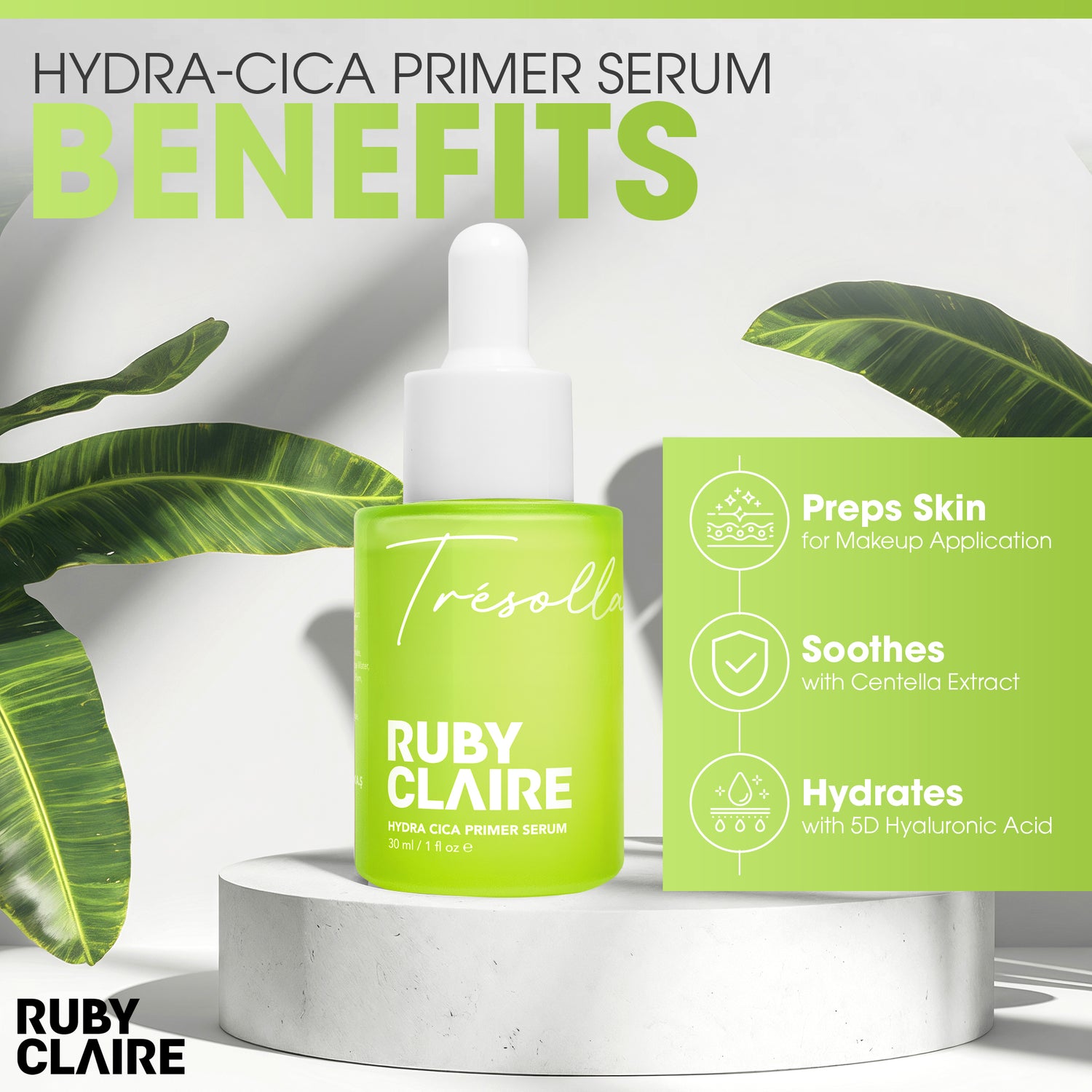 Hydra-Cica Primer Serum – Soothing Serum with Centella, Madecassoside & Hyaluronic Acid – 30ml