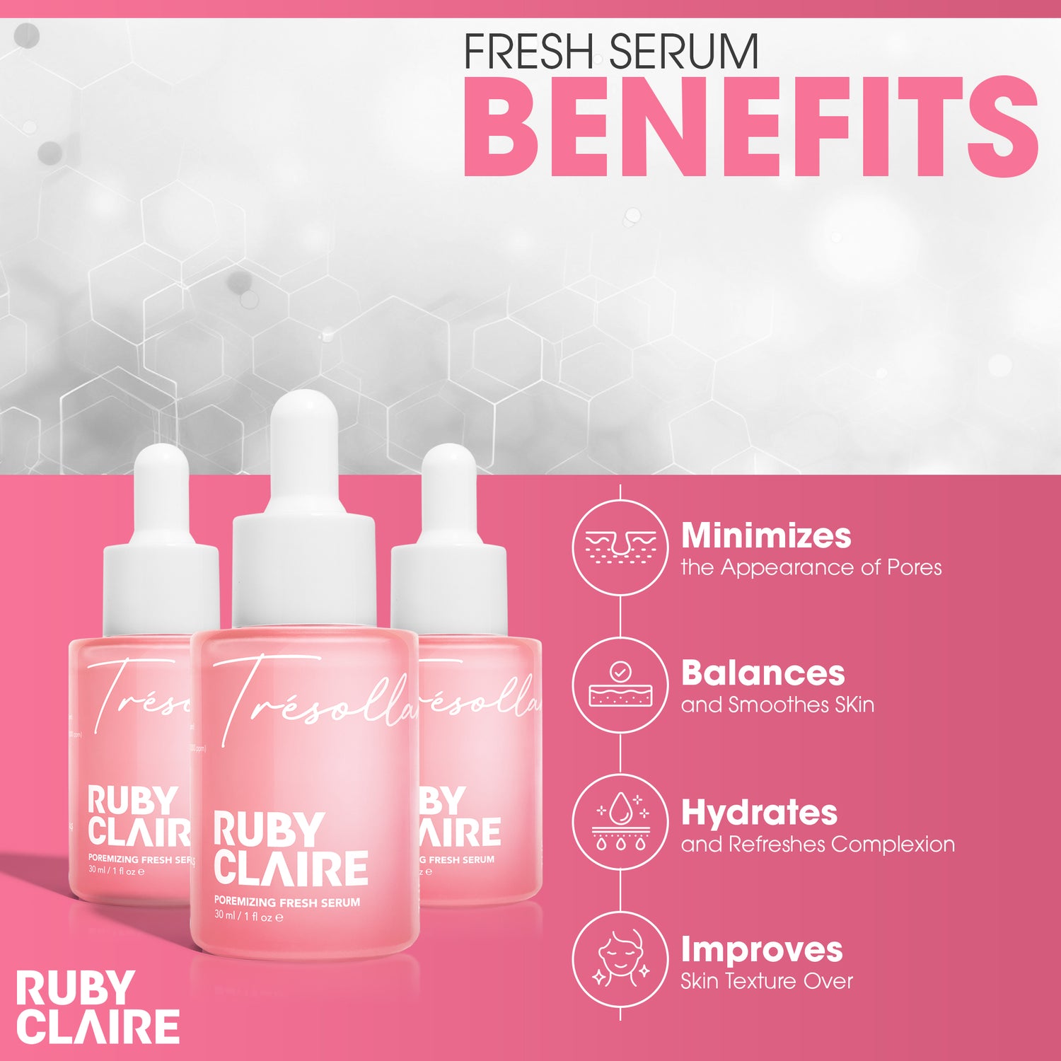Poremizing Fresh Serum – Pore Minimizing Serum with Rose Water, Peptides & Aloe Vera – 30ml