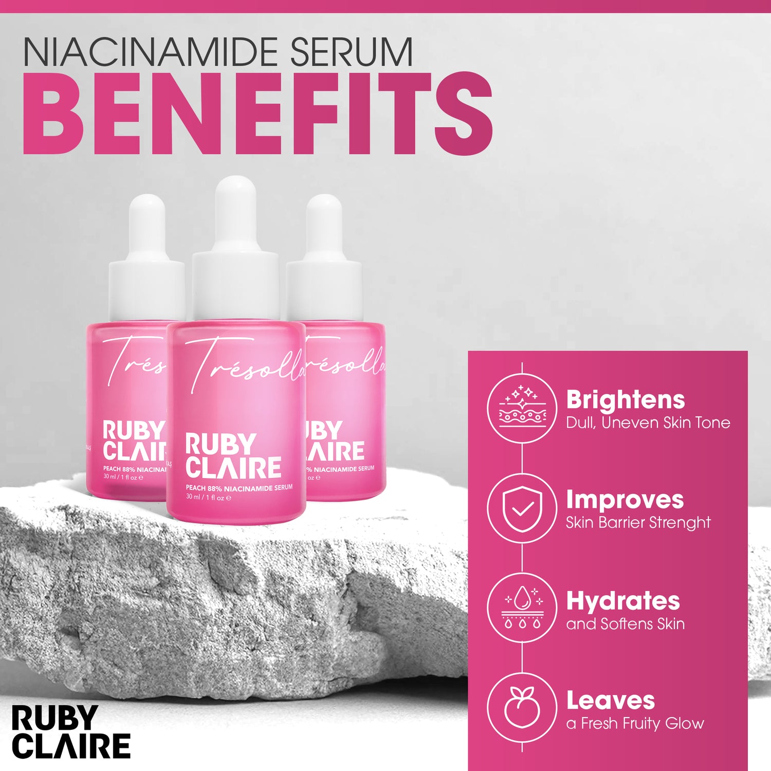 Peach 88% Niacinamide Serum – Brightening & Oil Control Serum for Even Skin Tone – 30ml