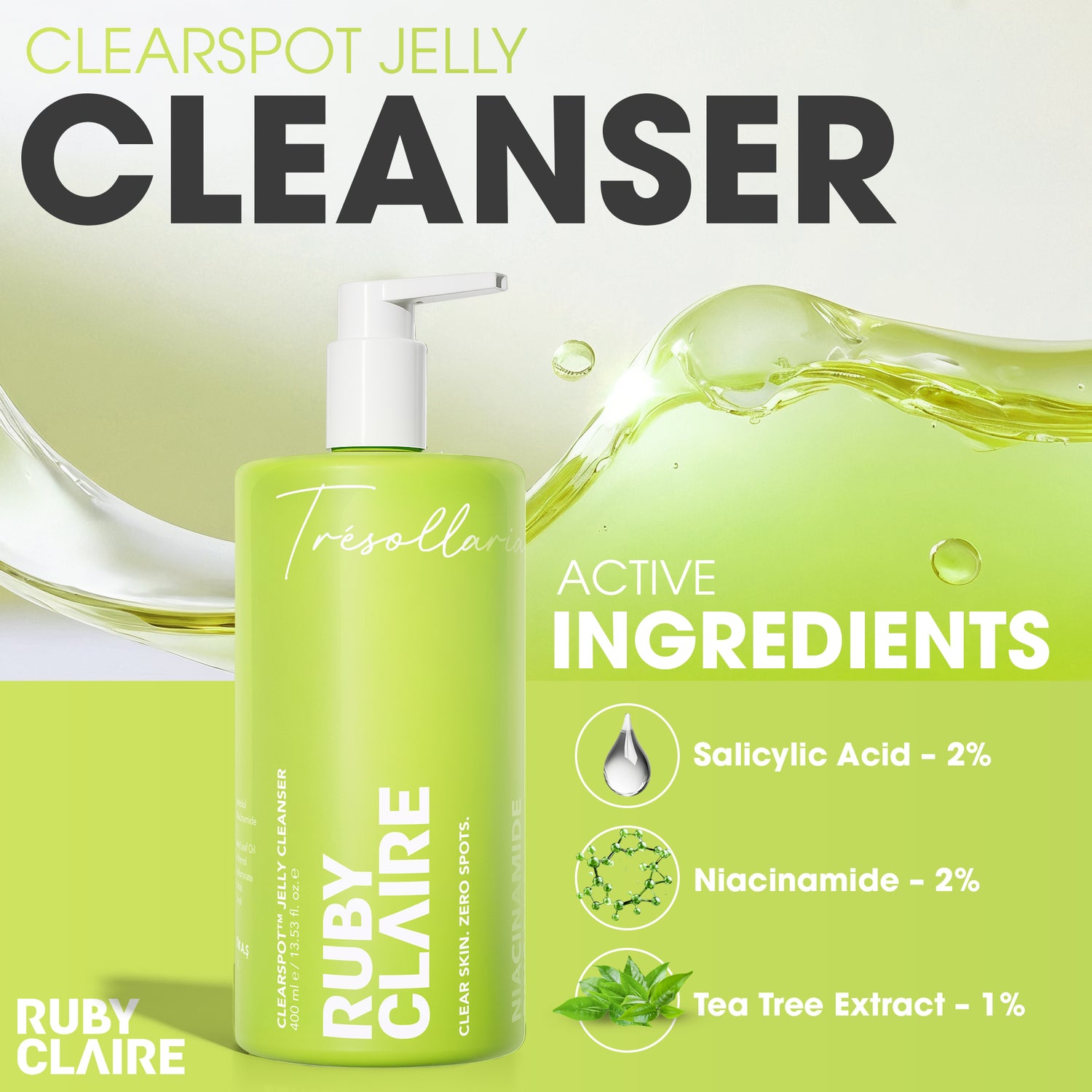 CLEARSPOT™ Jelly Cleanser – Salicylic Acid Cleanser for Acne & Oily Skin – 400ml