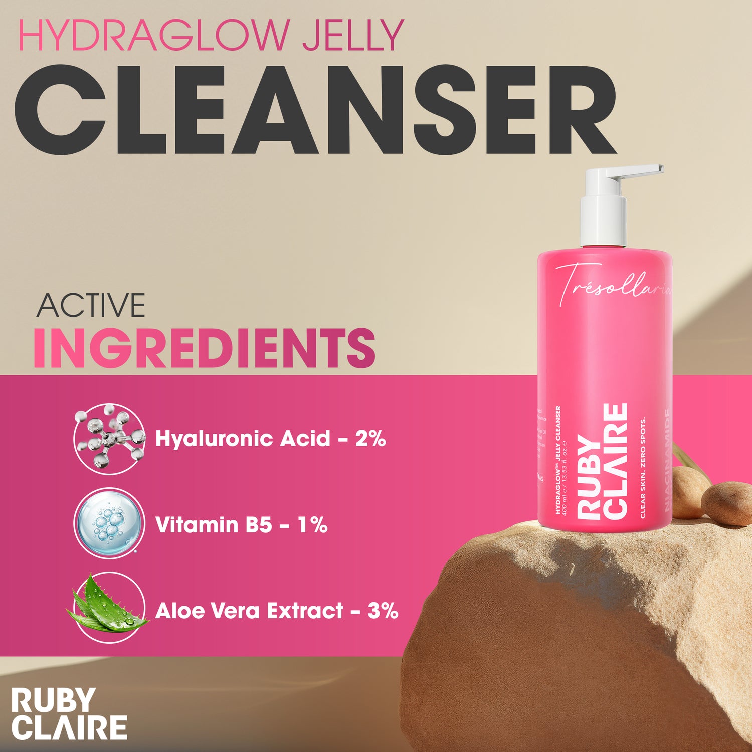 HYDRAGLOW™ Jelly Cleanser – Hydrating Gel Cleanser with Aloe Vera & Hyaluronic Acid – 400ml
