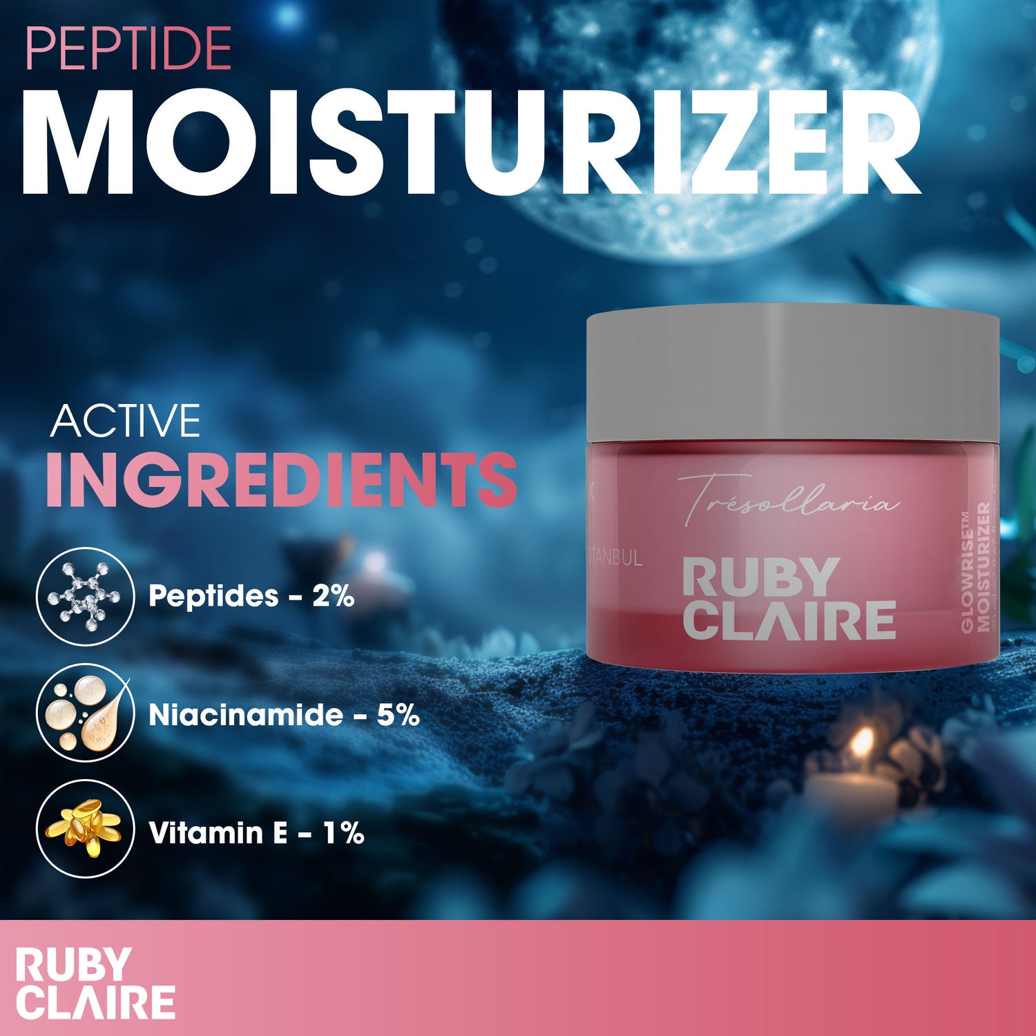 GLOWRISE™ Moisturizer – Hydrating & Brightening Cream with Ceramides, Niacinamide & Vitamin E – 50ml