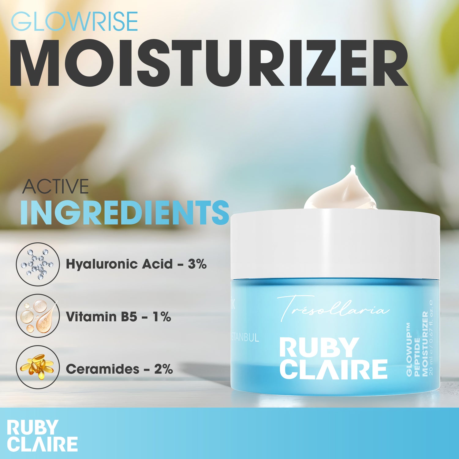 GLOWUP™ Peptide Moisturizer – Anti-Aging Peptide Cream with Hyaluronic Acid & Squalane – 50ml