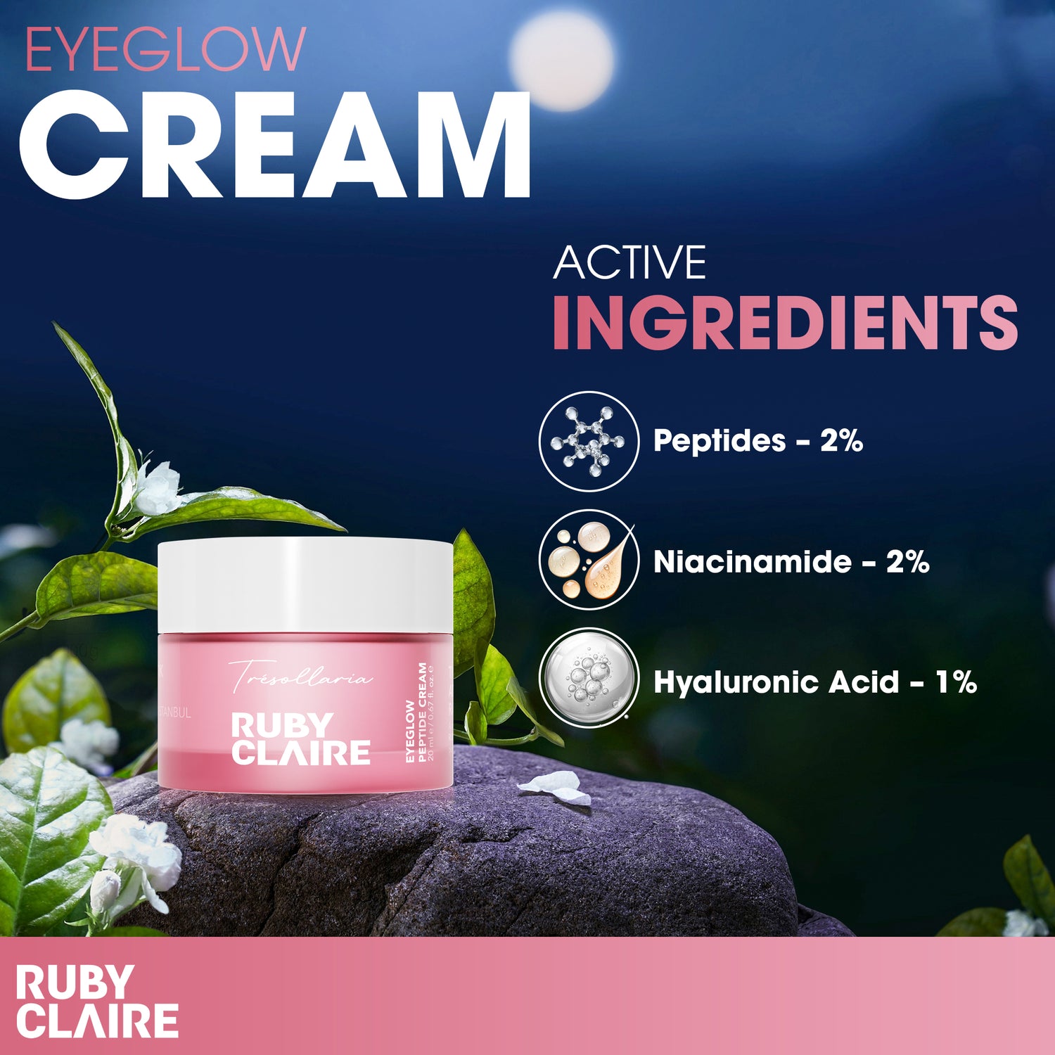 EyeGlow Peptide Cream – Anti-Aging Eye Cream with Peptides, Caffeine & Niacinamide – 20ml