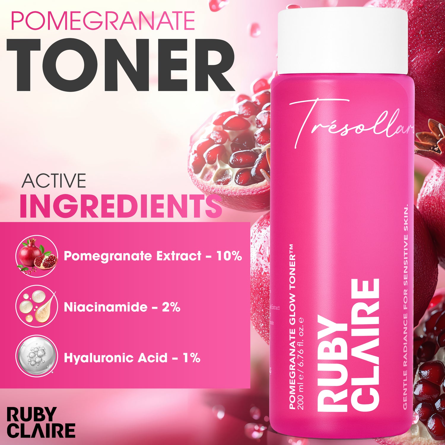 Pomegranate Glow Toner™ – Hydrating & Antioxidant Toner with Pomegranate & Niacinamide – 200ml