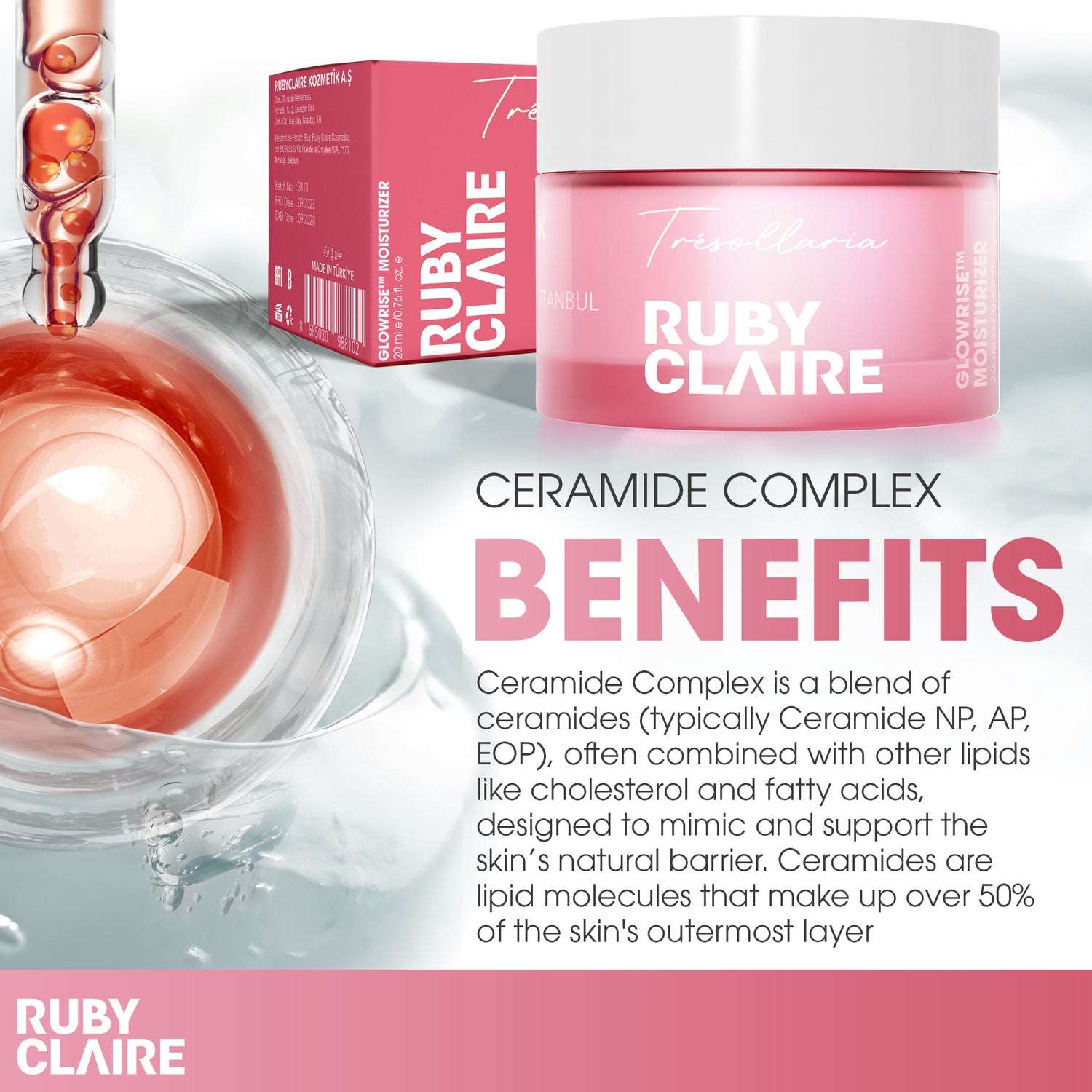 GLOWRISE™ Moisturizer – Hydrating & Brightening Cream with Ceramides, Niacinamide & Vitamin E – 50ml