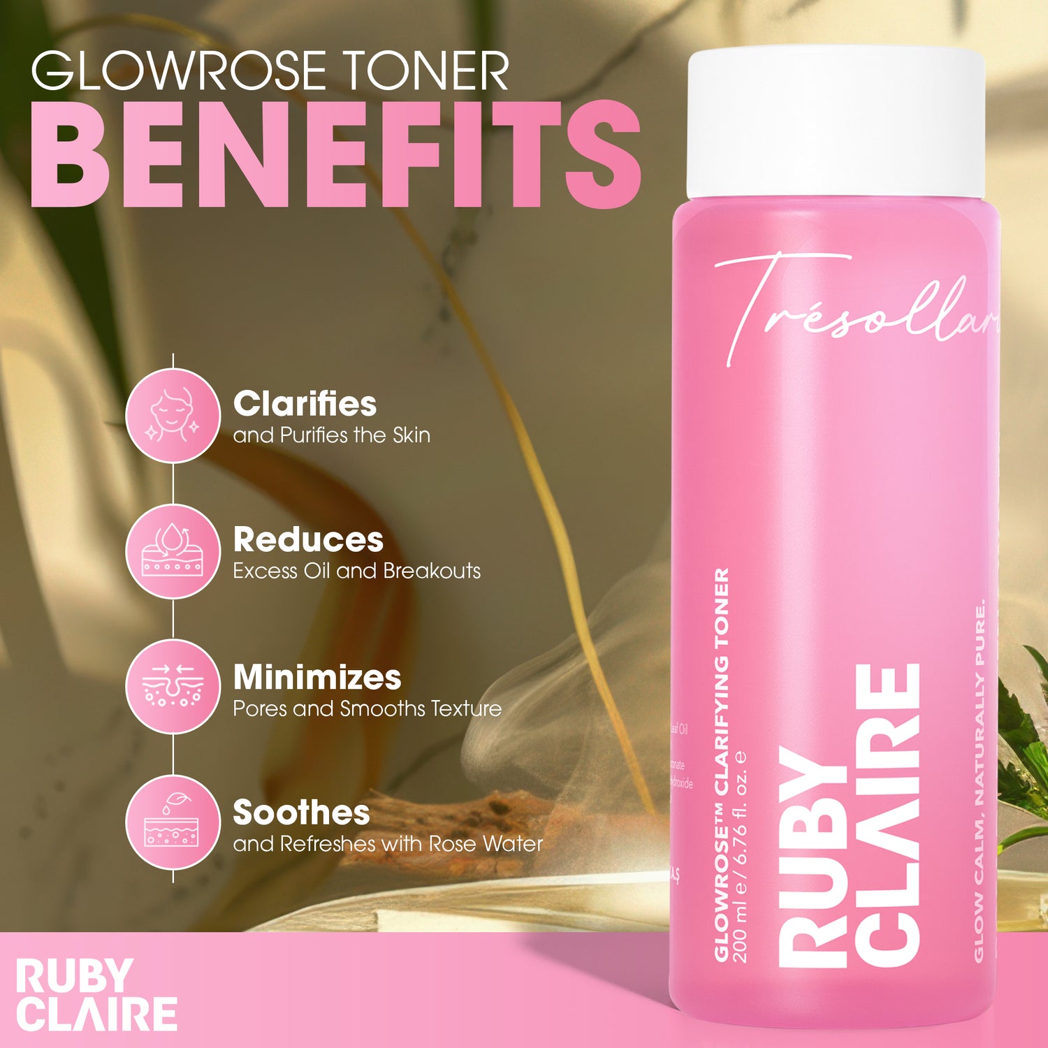 Clarifying Toner – Rose Water Toner for Pore Tightening & Oil Control – 200ml