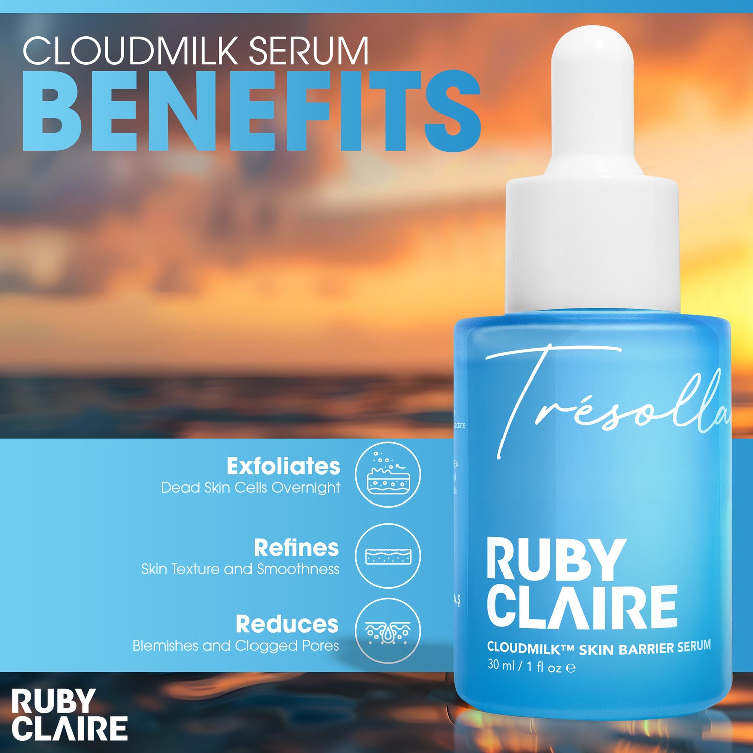 CloudMilk™ Skin Barrier Serum – Ceramide & Hyaluronic Acid Moisturizing Serum – 30ml